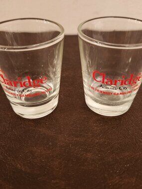 Vintage (2) Shot glasses design from the Claridge Casino in Atlantic City
